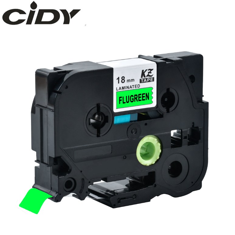 Su Brother suderinama fluorescencinė juostelė CiDY TZe D41 18 mm juodas tekstas/žalia juostelė