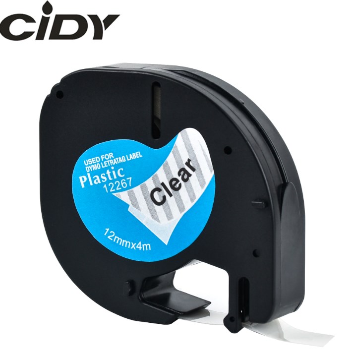 Su DYMO LetraTag suderinama juostelė LT 12267 12 mm skaidri juostelė/ juodas tekstas