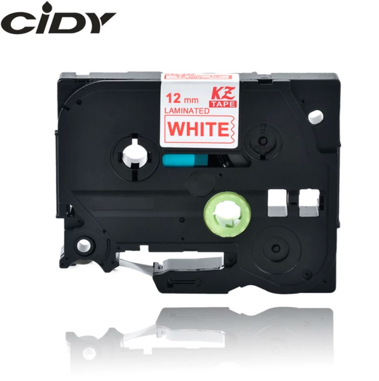 Su Brother suderinama juostelė CiDY TZe 232 12 mm raudonas tekstas/balta juostelė