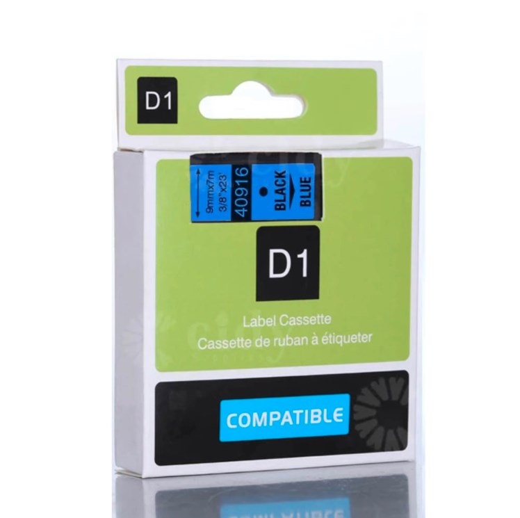 Su DYMO D1 suderinama juostelė CIDY 40916 9 mm mėlyna juostelė juodas tekstas