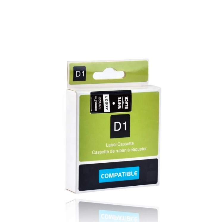 Su DYMO D1 suderinama juostelė CIDY 40921 9 mm juoda juostelė baltas tekstas