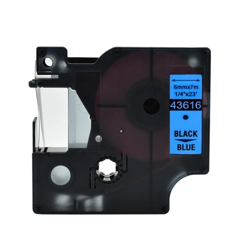 Su DYMO D1 suderinama juostelė CIDY 43616 6 mm mėlyna juostelė juodas tekstas
