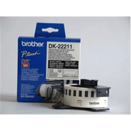 Brother | DK-22211 Continuous Length Paper Label | Black, White | DK | 29mm | 15.24 m|DK22211