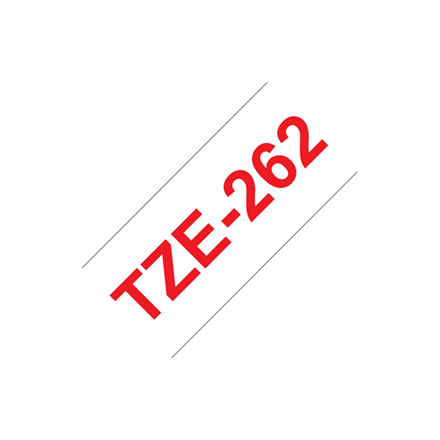 Brother | TZe-262 Laminated Tape | Red on White | TZe | 8 m | 3.6 cm|TZE262