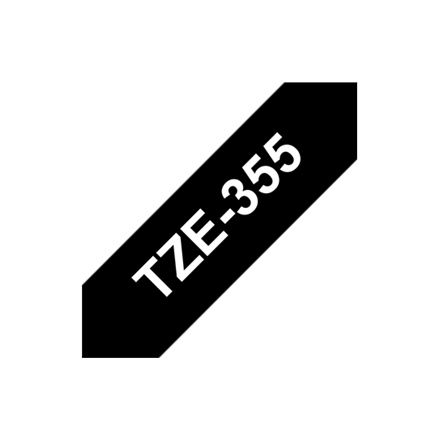 Brother | TZe-355 Laminated Tape | White on Black | TZe | 8 m | 2.4 cm|TZE355