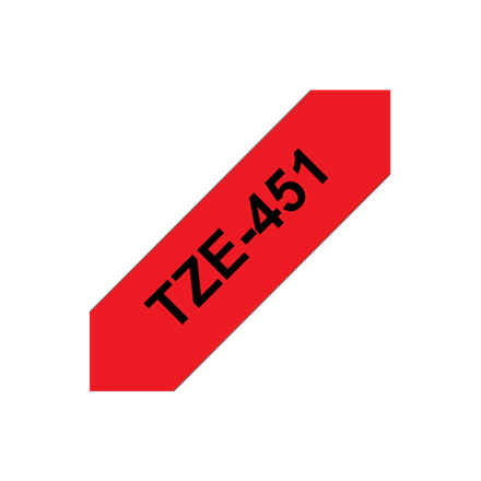 Brother | TZe-451 Laminated Tape | Black On Red | TZe | 8 m | 2.4 cm|TZE451