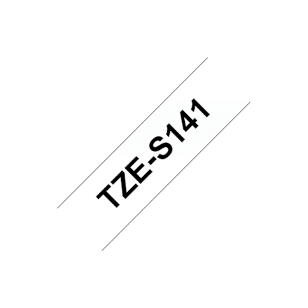 Brother | TZe-S141 Strong Adhesive Laminated Tape | Black on Clear | TZe | 8 m | 1.8 cm|TZES141