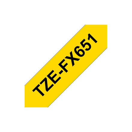 Brother | TZe-FX651 Flexible ID Laminated Tape | Black on Yellow | TZe | 8 m | 2.4 cm|TZEFX651