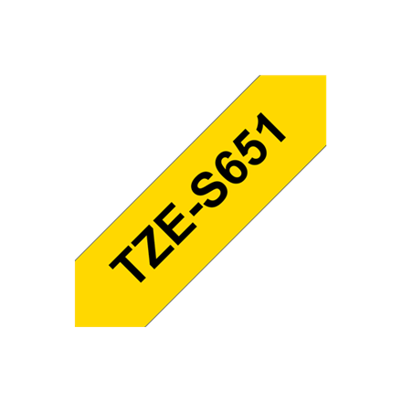 Brother | TZe-S651 Strong Adhesive Laminated Tape | Black on Yellow | TZe | 8 m | 2.4 cm|TZES651