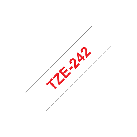 Brother | TZe-242 Laminated Tape | Red on White | TZ | 8 m | 1.8 cm|TZE242