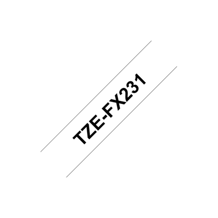 Brother | TZe-FX231 Flexible ID Laminated Tape | Black on White | TZe | 8 m | 1.2 cm|TZEFX231