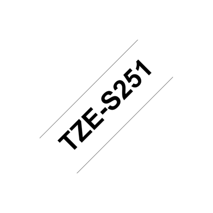 Brother | TZe-S251 Strong Adhesive Laminated Tape | Black on White | TZe | 8 m | 2.4 cm|TZeS251