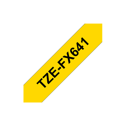 Brother | TZ-FX641 Flexible ID Laminated Tape | Black on Yellow | TZe | 8 m | 1.8 cm|TZEFX641