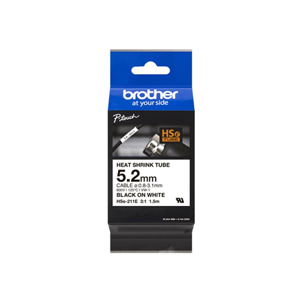 BROTHER B-ON-W HEAT SHRINK TUBE 5.2MM|HSE211E