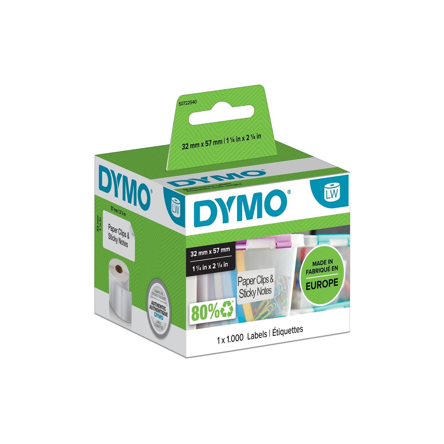 DYMO S0722540 Etiketės 57 x 32mm (1x1000 vnt.)