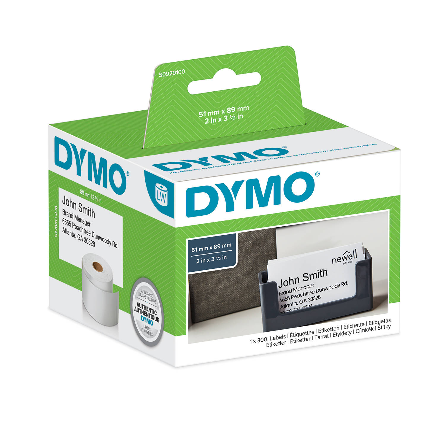 DYMO S0929100 Etiketės 89 x 51mm (1x300 vnt.)