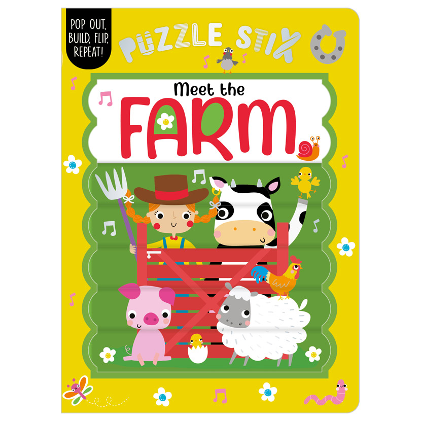 Puzzle Stix Meet the Farm BB with removable puzzle pieces