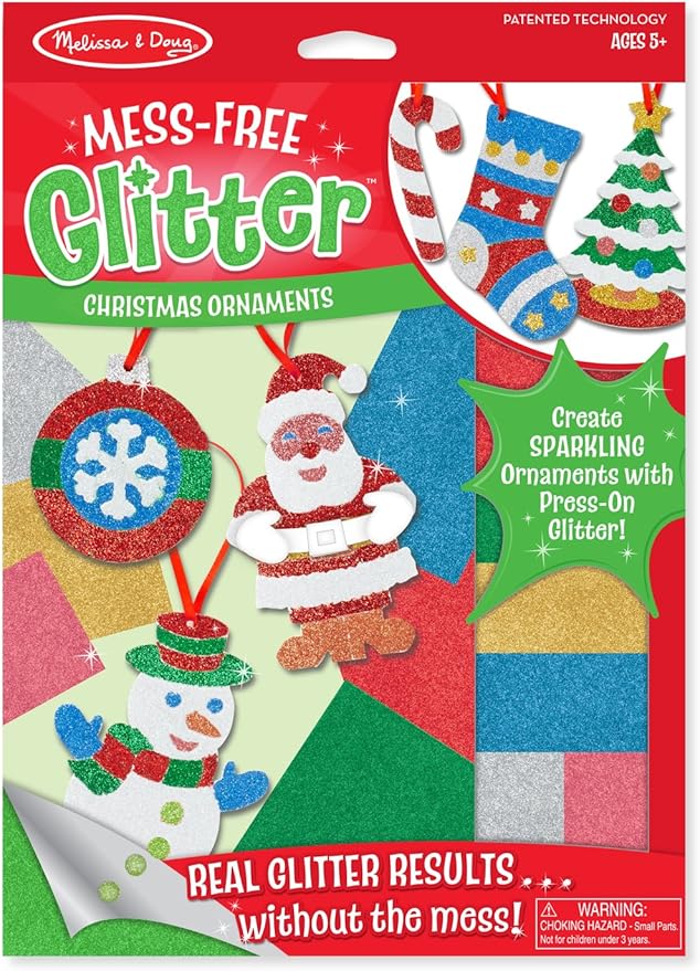 Mess-Free Glitter Christmas Or naments (6 Ornaments)