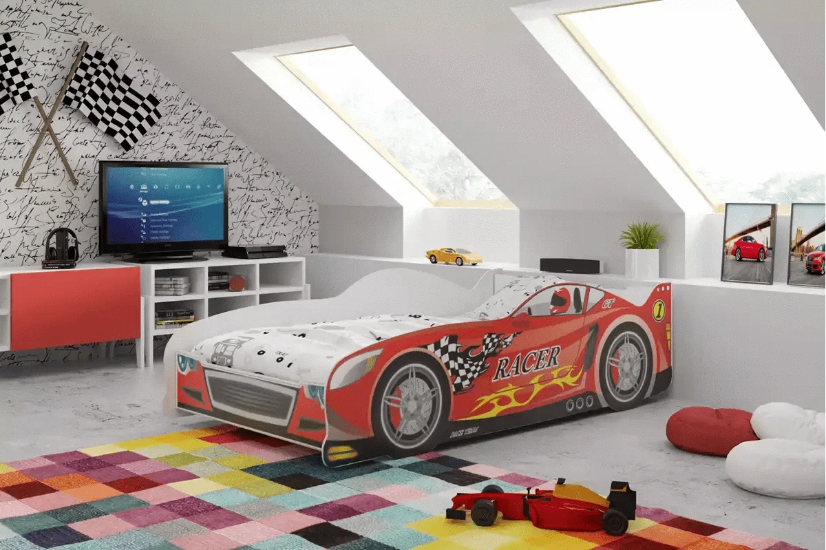 Vaikiška Lova Automobilis + Čiužinys 160x80cm 2 Spalvos