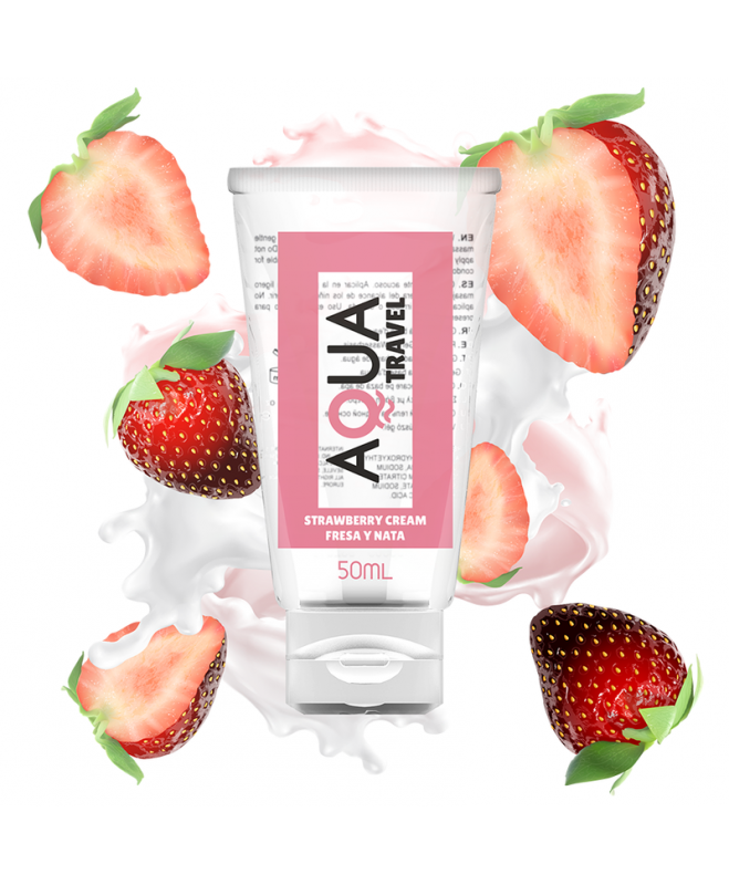 AQUA TRAVEL STRAWBERRY CREAM FLAVOUR WATERBASED LUBRICANT 50 ML