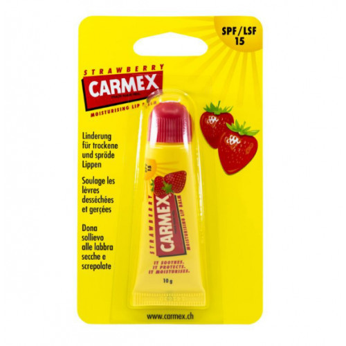 Carmex Lip Balm Tube Strawberry Braškių skonio lūpų balzamas, 10ml