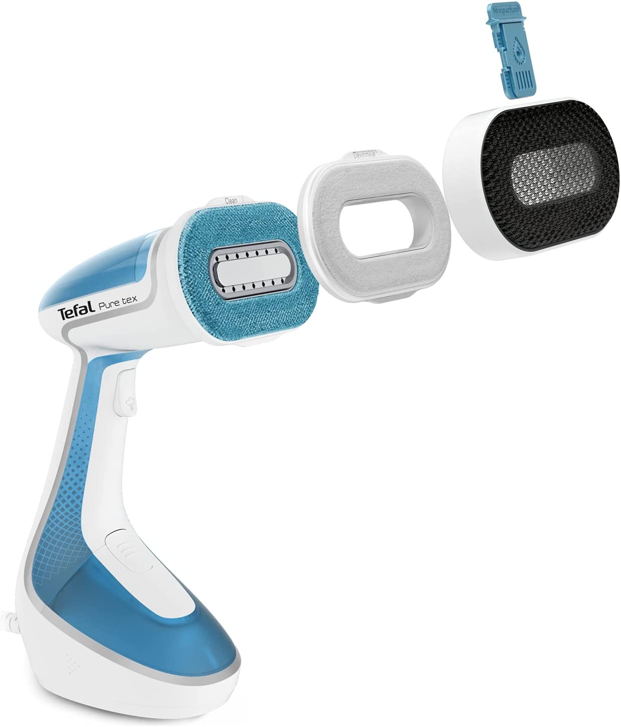 Drabužių garintuvas TEFAL DT9530E1, 4 in 1, 1700W galia, 0.02 L vandens talpa, mėlynas/baltas