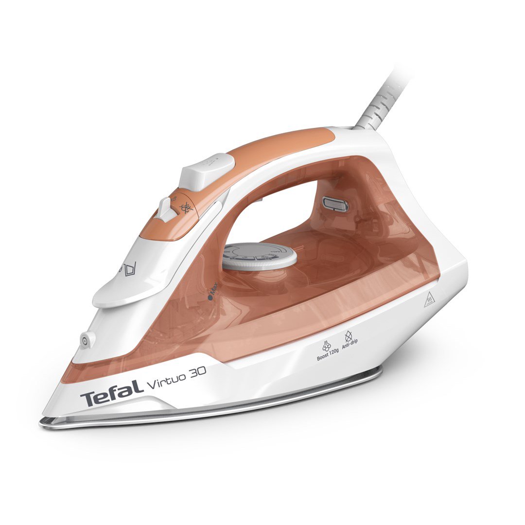 Tefal Virtuo 30 FV2C40E0 lygintuvas Sauso ir garų tipo lygintuvas Keraminis padas 2000 W Persikas