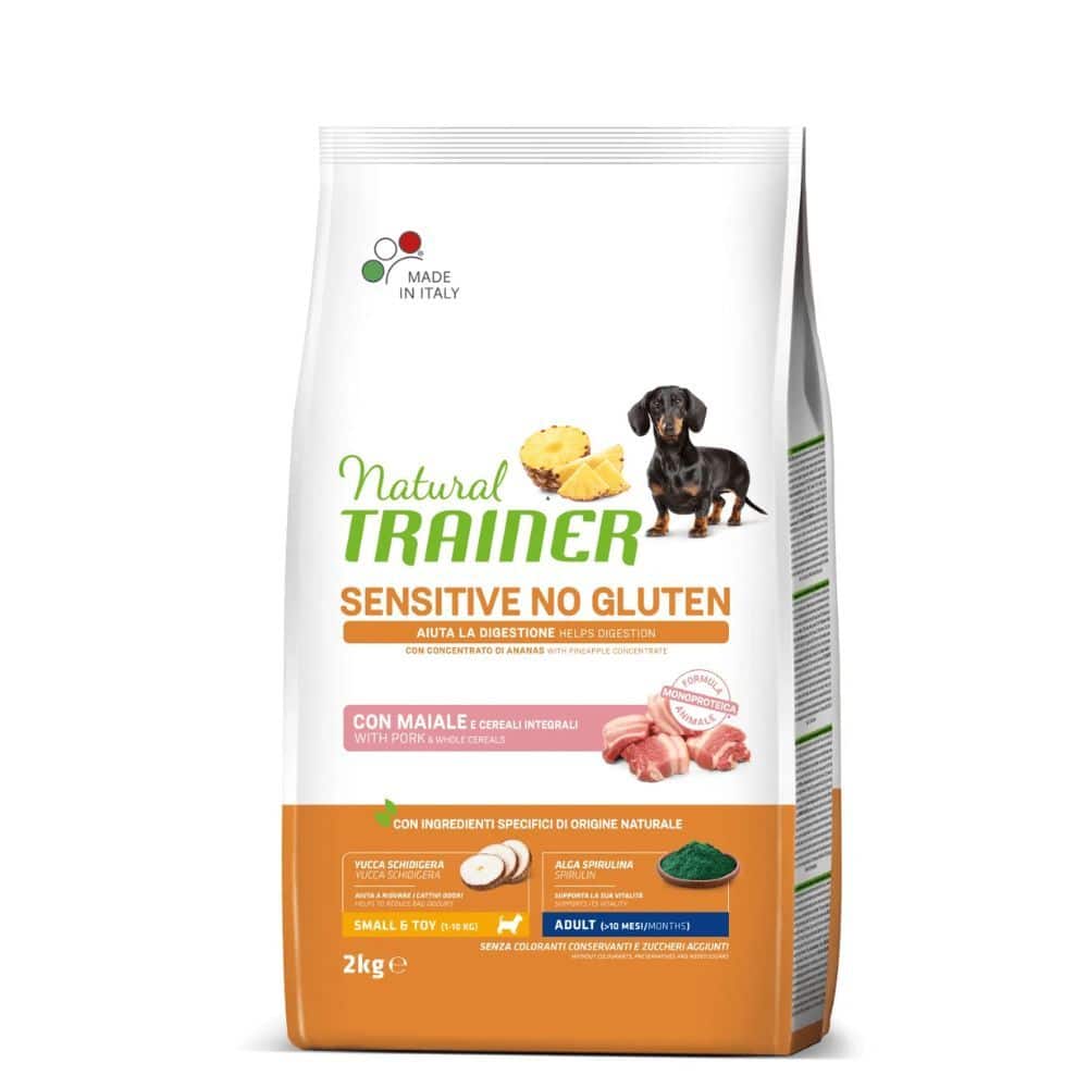 Trainer Sensitive Adult Mini No Gluten PORK sausas maistas mažų veislių šunims su kiauliena - Produkto Svoris 2kg