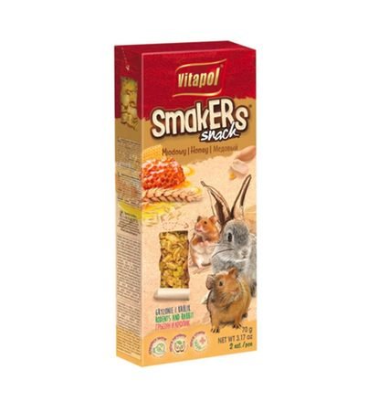 VITAPOL SMAKERS SKANĖSTAS TRIUŠIAMS IR GRAUŽIKAMS SU MEDUMI 90G. 2 VNT.