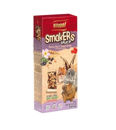 VITAPOL SMAKERS SKANĖSTAS TRIUŠIAMS IR GRAUŽIKAMS SU MIŠKO UOGOMIS 90G (2 VNT)