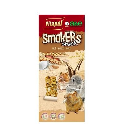 VITAPOL SMAKERS SKANĖSTAS TRIUŠIAMS IR GRAUŽIKAMS SU RIEŠUTAIS 90G (2 VNT)