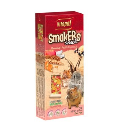 VITAPOL SMAKERS SKANĖSTAS TRIUŠIAMS IR GRAUŽIKAMS SU VAISIAIS 90G (2 VNT)