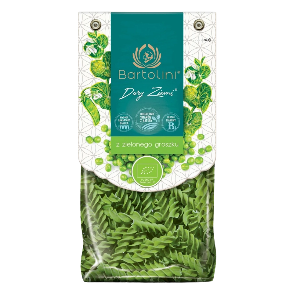 Ekologiški žaliųjų žirnių makaronai, Fusilli  | Bartolini (250 g)