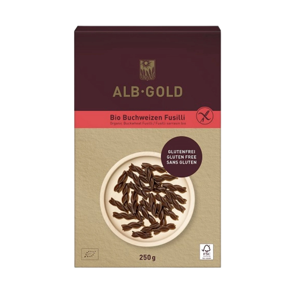 Ekologiški grikių makaronai FUSILLI, be gliuteno | Alb Gold (250 g)