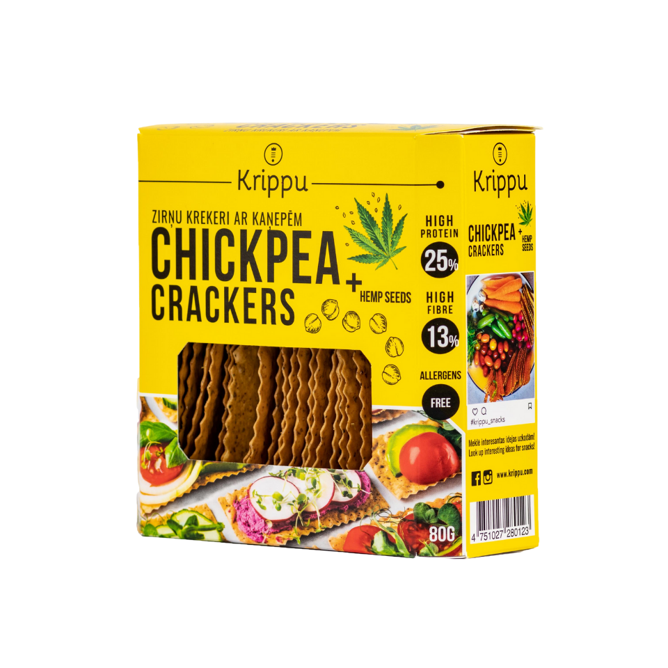 Ekologiški avinžirnių krekeriai su kanapių sėklomis | Krippu (80 g)