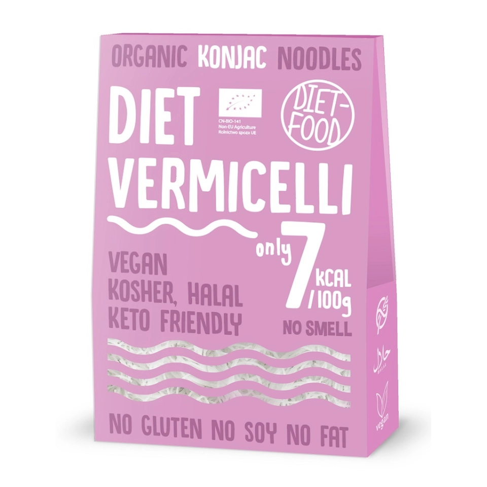 Ekologiški konjac VERMICELLIl formos makaronai, be glitimo | DIET-FOOD (300 g)