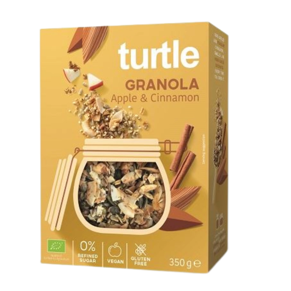 Ekologiška avižų granola su obuoliais ir cinamonu, be glitimo | Turtle (350 g)