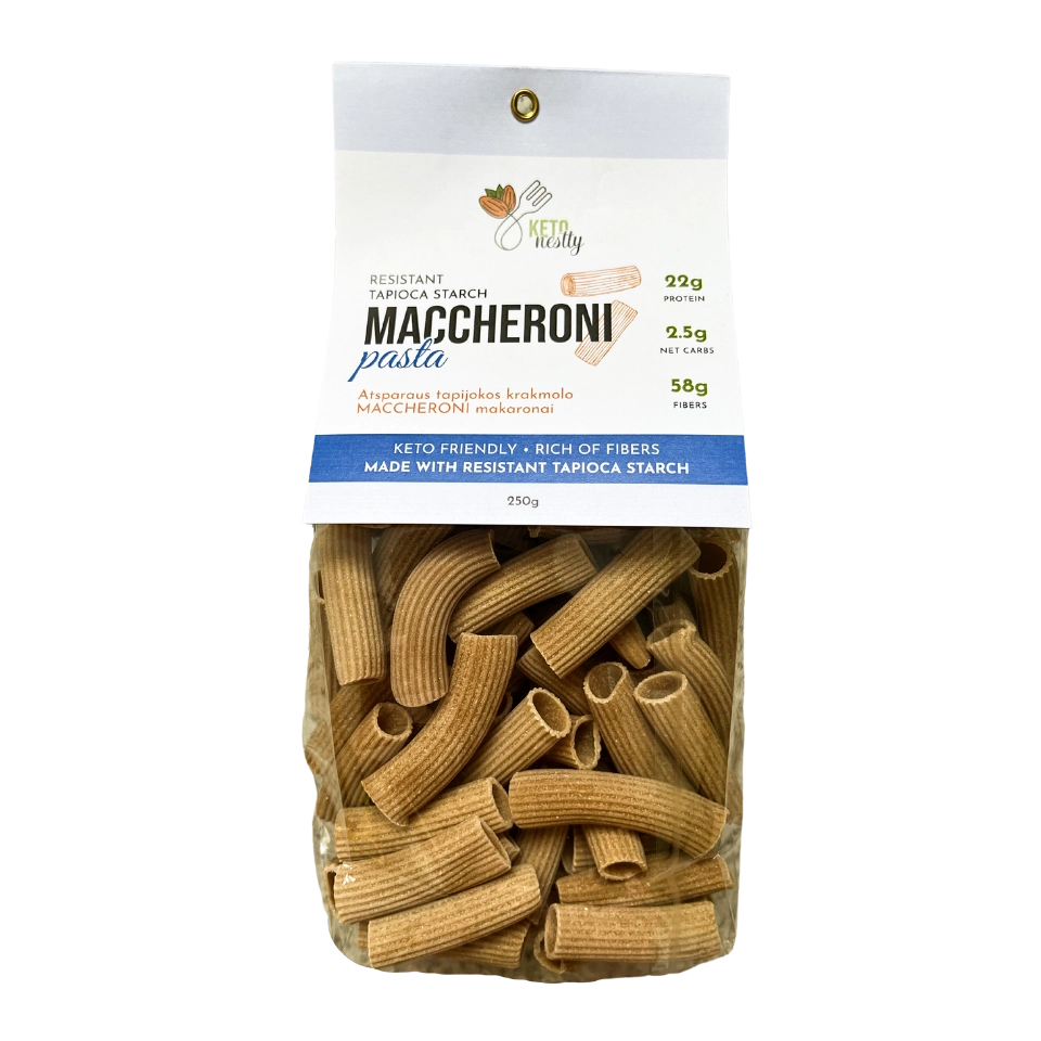 Atsparaus tapijokos krakmolo MACCHERONI makaronai  | Ketonestly (250 g)