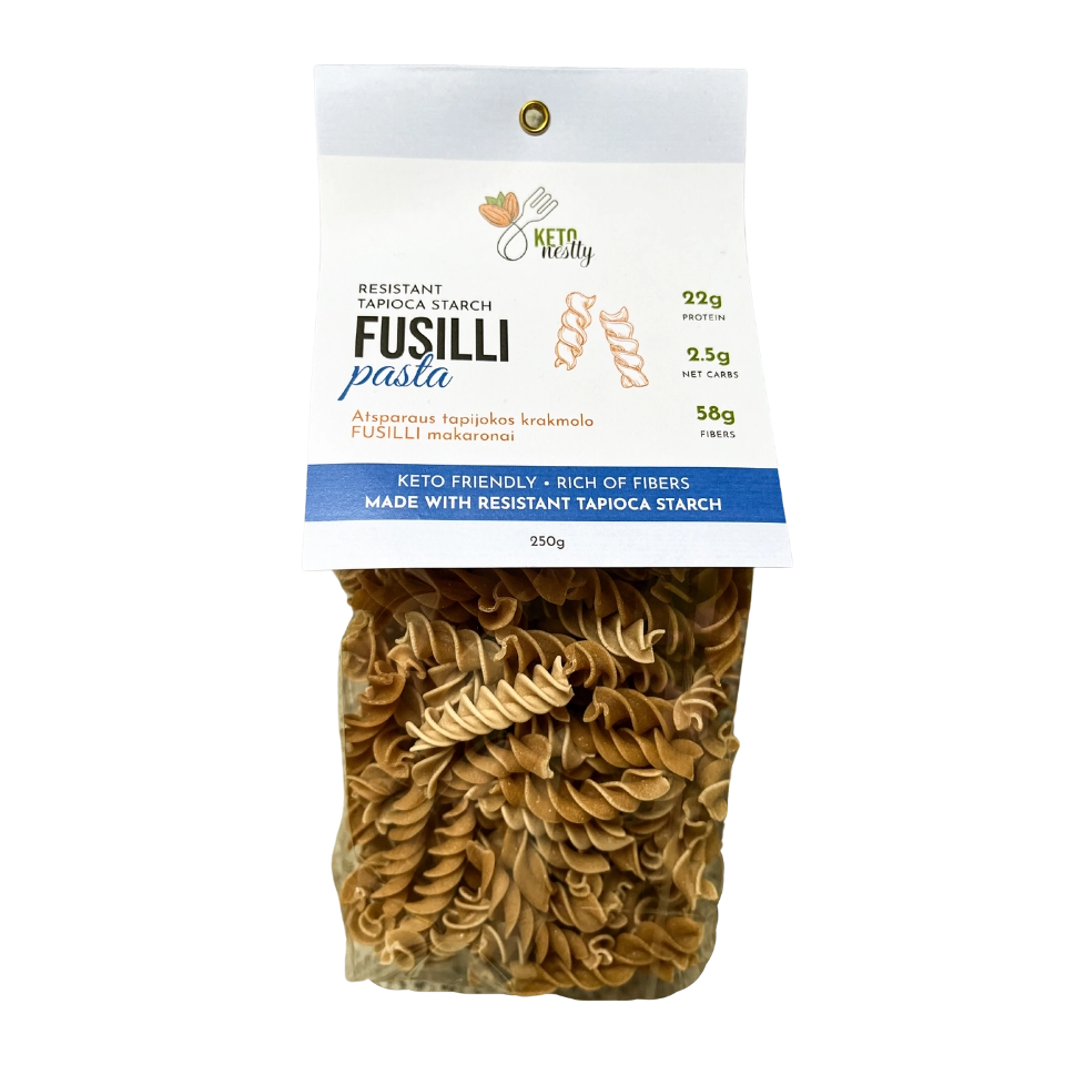 Atsparaus tapijokos krakmolo FUSILLI makaronai  | Ketonestly (250 g)