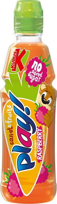 Morkų, obuolių, aviečių ir žaliųjų citrinų gėrimas KUBUŠ PLAY, 12%, 400 ml