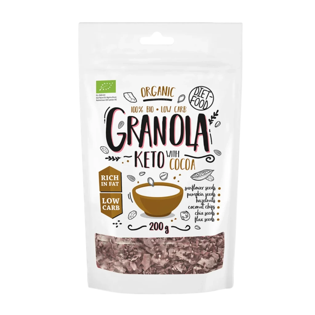 Ekologiška KETO granola su kakava | DIET-FOOD (200 g)