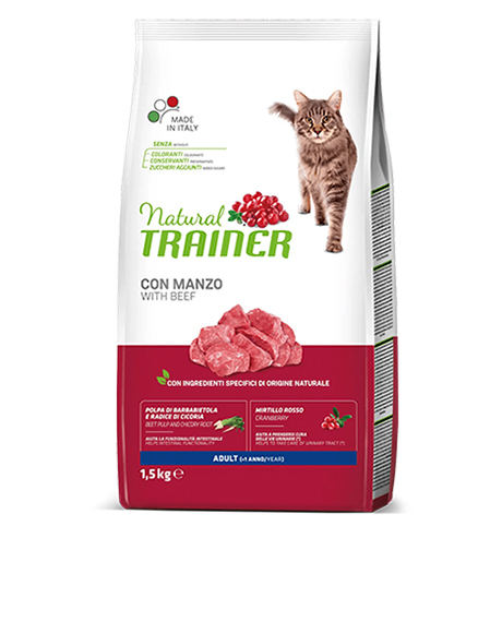 Natural Trainer Adult Cat sausas maistas katėms su jautiena, 1.5 kg