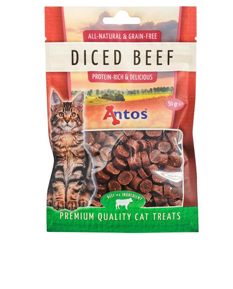 Antos Diced Beef skanėstai katėms su jautiena, 50 g