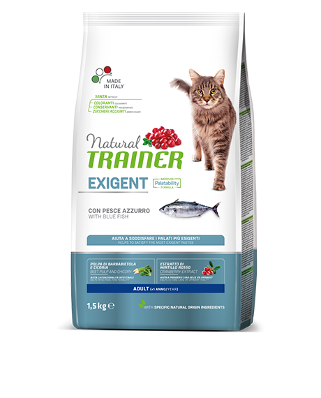 Natural Trainer Exigent Adult Cat sausas maistas katėms su žuvimi, 1,5 kg