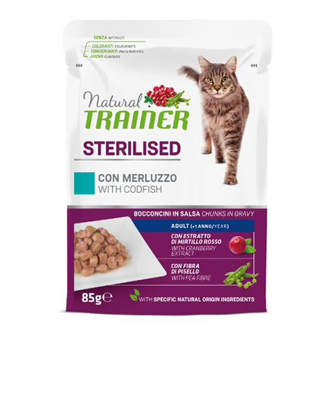 Natural Trainer Sterilised konservai katėms su menke, 85 g : Pakuotė - 85 g