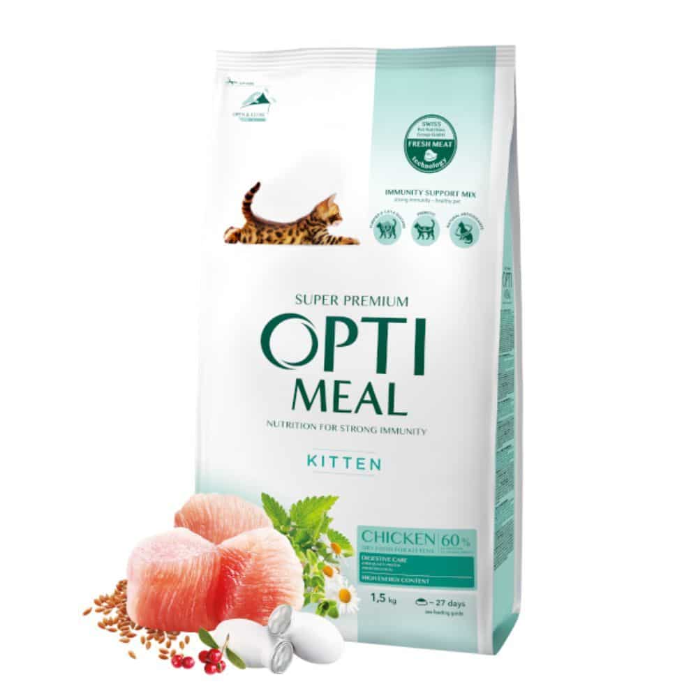 Optimeal Kitten Chicken sausas maistas kačiukams su vištiena 1.5kg