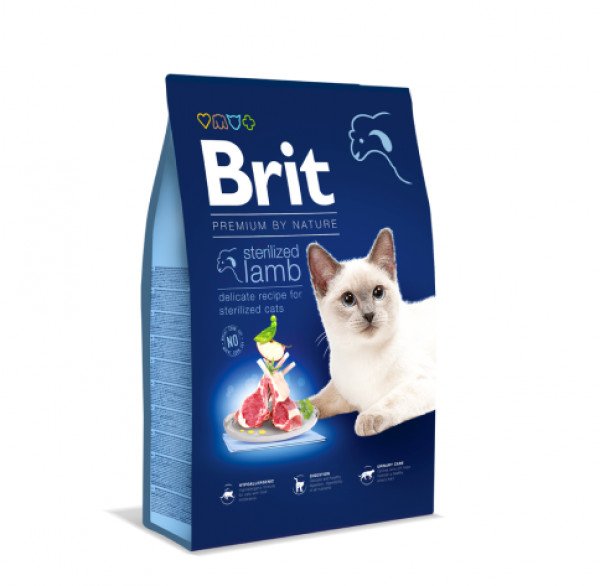 Brit Premium by Nature Cat Sterilized Lamb sausas maistas sterilizuotoms katėms 300g. - 8kg. 8 kg