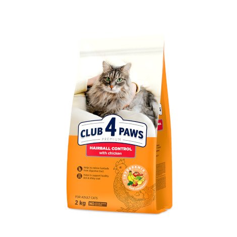 CLUB 4 PAWS PREMIUM "SU VILNOS PAŠALINIMU IŠ VIRŠKINAMOJO TRAKTO EFEKTO." PILNAVERTIS SAUSAS MAISTAS SUAUGUSIOMS KATĖMS 300g. - 14kg. 300 g