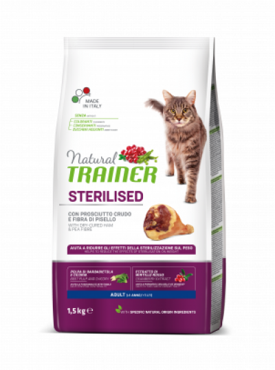 NATURAL TRAINER STERILIZUOTOM KATĖMS SU KUMPIU  1kg. - 10kg. 1 kg(sveriamas)