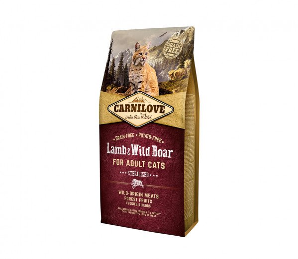 Carnilove Lamb&Wild Boar Adult Cat Sterilised sausas maistas katėms 400g. - 6kg. 400g.
